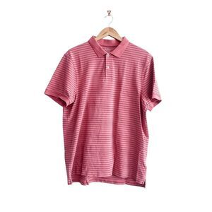 J. Crew Mens Classic Polo Shirt Knit Goods Pink Stripes Blue XL